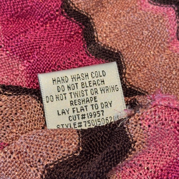 Vtg Cache Womens Pink Brown Metallic Chevron Zigzag Knit Cardigan Sweater Med - Picture 7 of 10